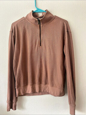 tentree TreeWaffle Half Zip waffle Pullover Tan XL